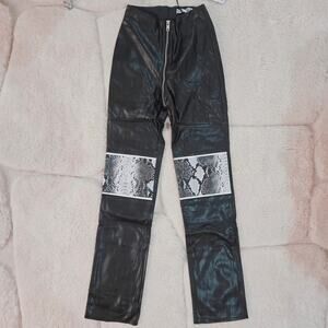I AM GIA Hendrix Leather Snake Print Pants